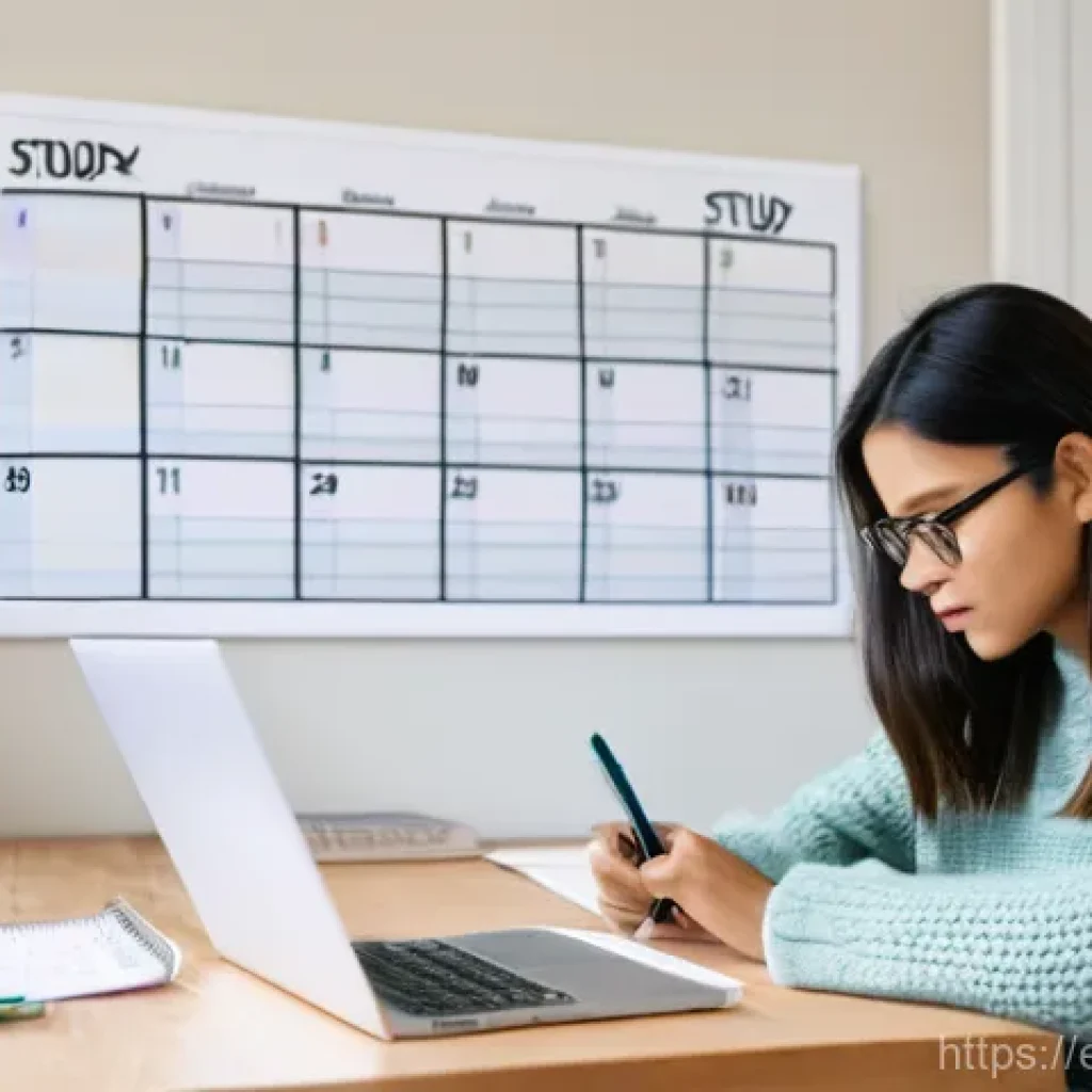 CFA 시험의 시간 관리 전략 - **Prompt: The Organized Student: Mastering Study Blocks**
    "A diligent young woman in her mid-twe...