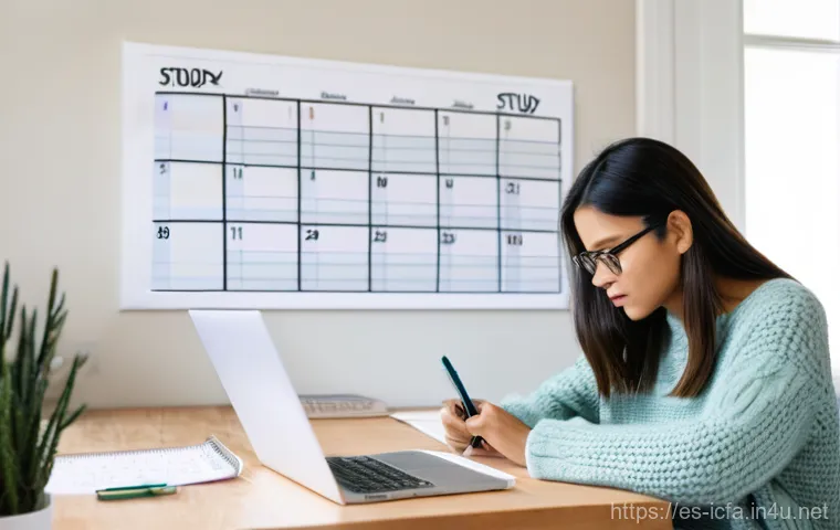 CFA 시험의 시간 관리 전략 - **Prompt: The Organized Student: Mastering Study Blocks**
    "A diligent young woman in her mid-twe...