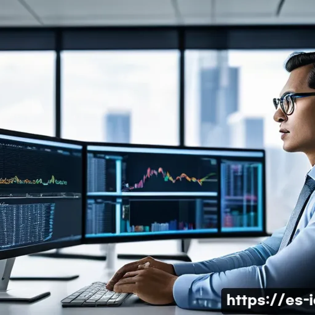 CFA 자격증의 미래 전망 - **Prompt 1: The AI-Powered Financial Analyst in a Modern Workspace**
    "A highly focused and intel...