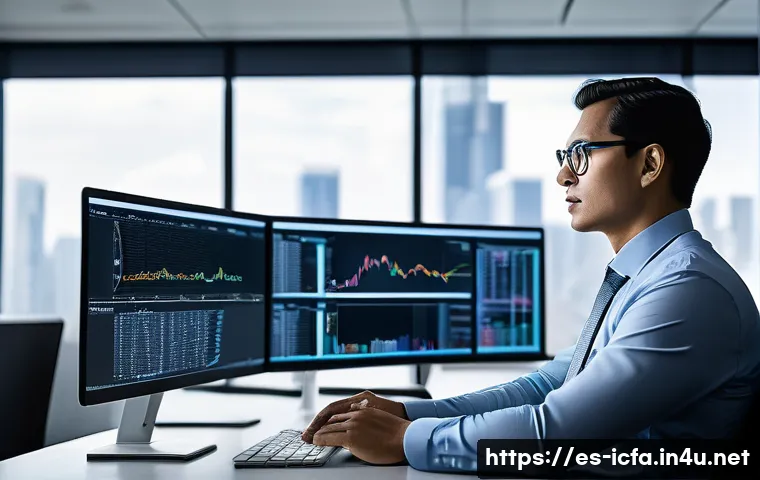 CFA 자격증의 미래 전망 - **Prompt 1: The AI-Powered Financial Analyst in a Modern Workspace**
"A highly focused and intel...