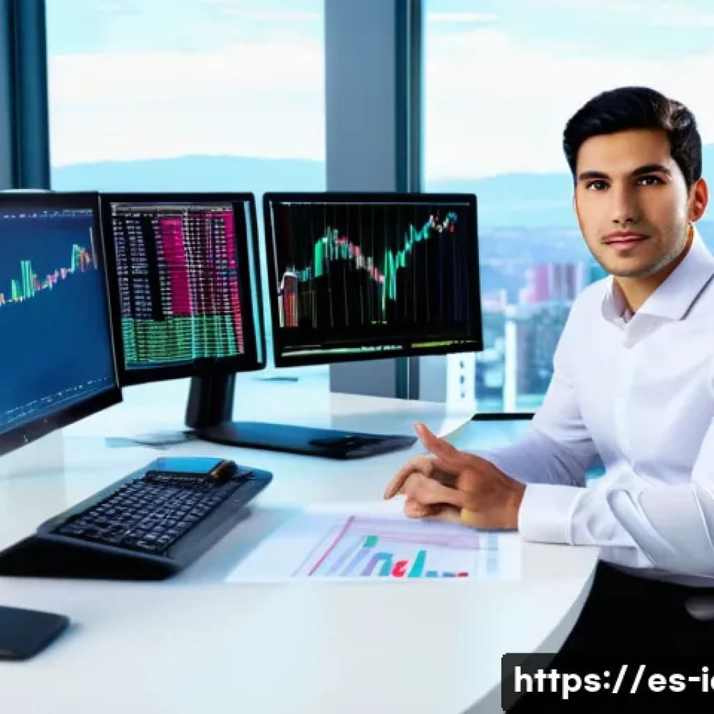 CFA 직무 인터뷰 준비법 - A professional young Hispanic man in business attire sitting confidently at a modern office desk wit...