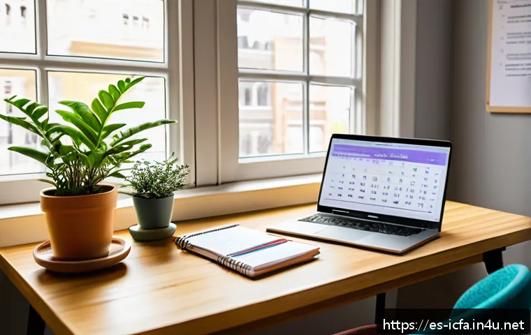 CFA 학습 계획 수립 - A well-organized study desk in a cozy, well-lit room with natural sunlight coming through a window. ...